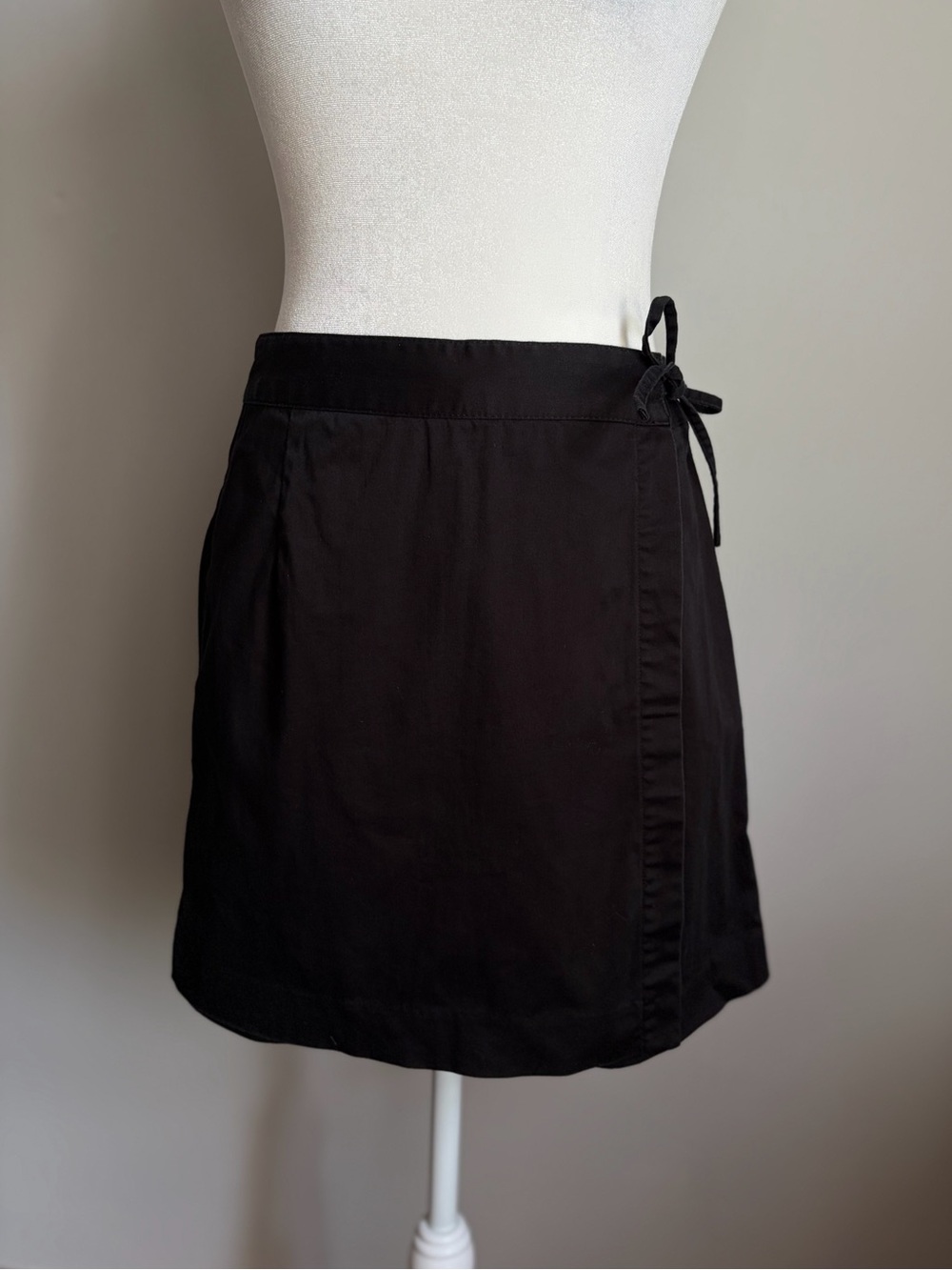 Vintage Talbots Black Wrap Front Skort Size 4 Side Tie Cotton Blend Y2K 90s